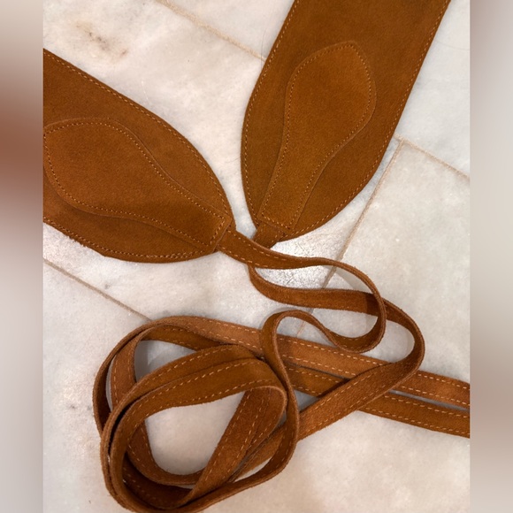 Vintage Suede Obi Wrap Belt in Cognac Brown - Women Accessories - Picture 3 of 3